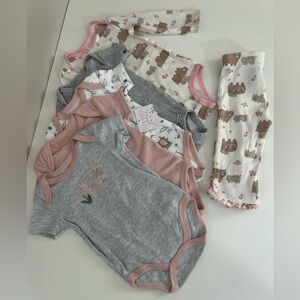 Baby Girl Bundle 6–9M Duck Duck Goose + Outfit Set Bear Theme (6pc)